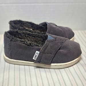 TOMS Kids Alpargata Shoes/Sneakers Grey Corduroy Faux Shearling Toddler Size 6